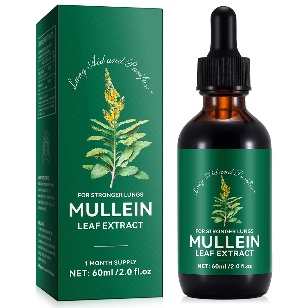 Mullein tilgad kopsudele, Mullein Leaf ekstrakt klorofülliga, Mullein Leaf ekstrakt kopsude puhastamiseks ja hingamisteede toetamiseks