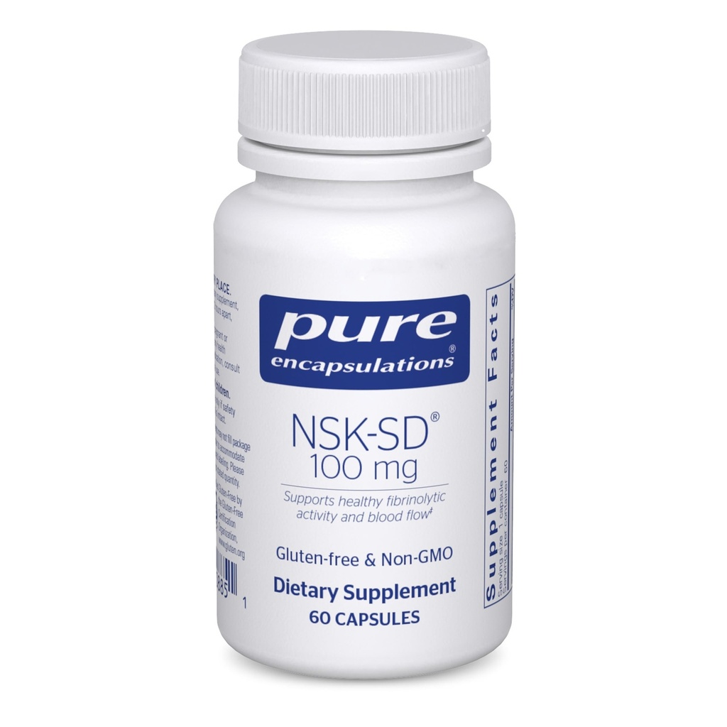 Puhas kapseldamine NSK-SD - 100 mg Nattokinaasi - normaalseks vereringeks - toetab fibrinolüütilist aktiivsust * - Gluteenivaba ja mitte-GMO - 60 kapslit