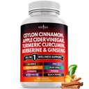 Ceyloni kaneel, kurkum, õunasiidri äädikas, ženšenn, Aloe Vera, Berberine Plus Banaba, ingveri juur - 60 krahv