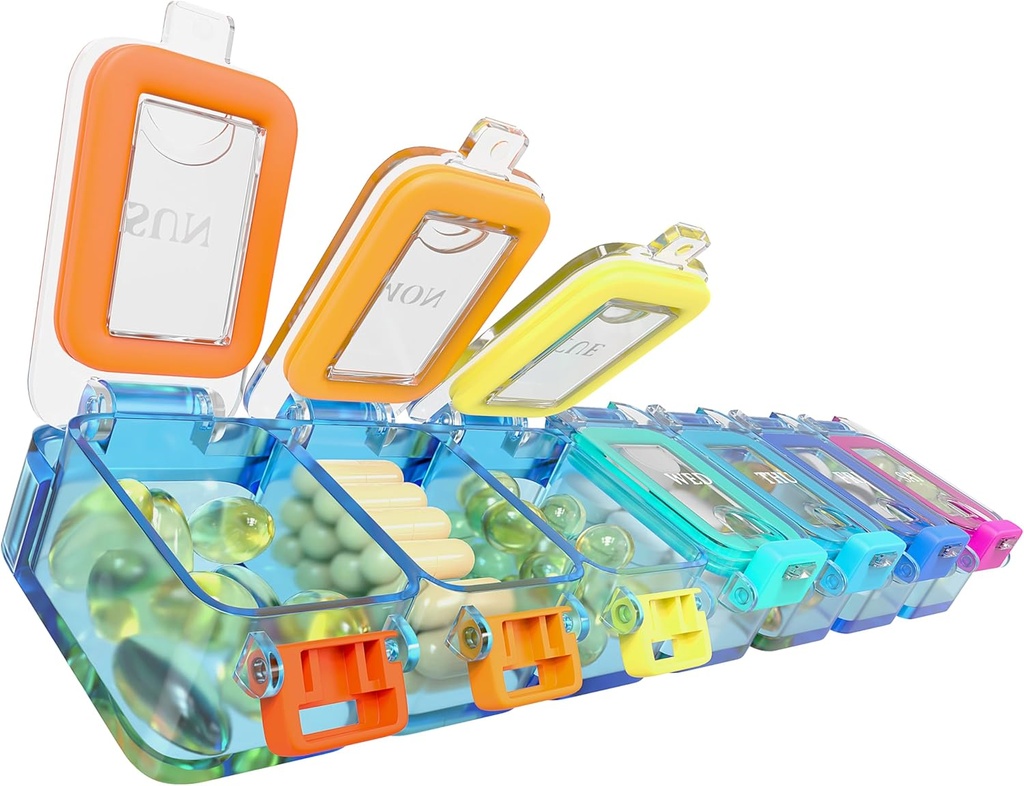 BEXEEN Nädal ravim Pill Korraldaja Veekindel 7 päeva Suur Pill Karp Igapäevased Pillid Juhuslik Vitamiin Korraldaja Kaasaskantavad Pillid Konteiner Reisi Pillid Hoidja XL Täiendus Ravimi Dispenser Üks päevas