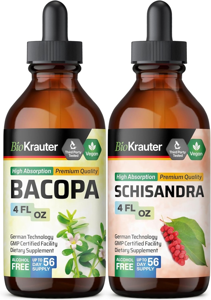 BIO KRAUTER Bacopa Tinktuur 4 Fl. Oz... Schisandra Tinktuur 4 Fl. Oz.