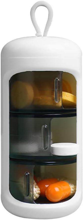 Pillkonteiner, väike kaasaskantav reisipillide ümbris, minimaalne suurus pillide korraldaja, pillide karp vitamiin, kalaõli, toidulisandid, 3 osa libisev päevane pillide ümbris (valge) ...