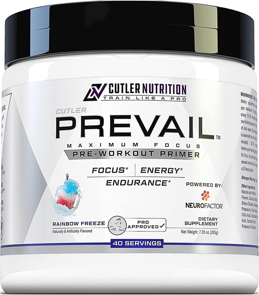 Prevail Pre Workout Pulber Nootropics: Pre Workout meestele ja naistele, lõikamine serva energia ja fookus täiendada L tsitrulliin, Alpha GPC, L türosiin, neurofaktor | Rainbow Külmutamine, 40 SRV