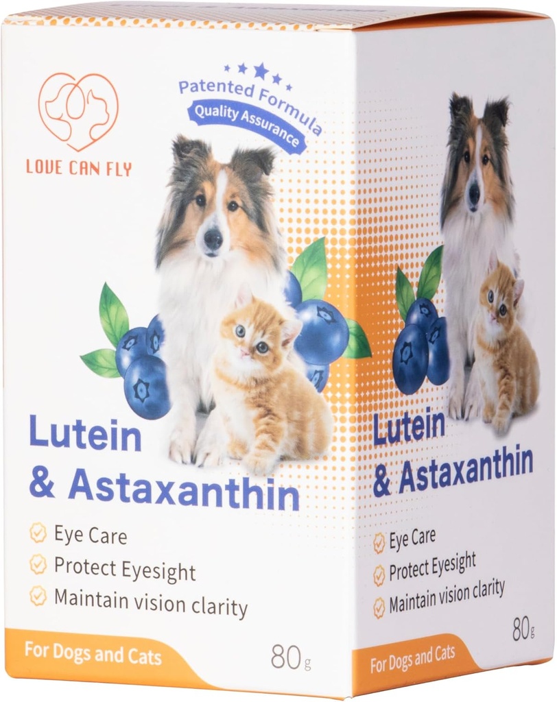 Luteiin koertele ja kassi silma täiendus Astaksantiin Kõik looduslikud koostisosad Inimese aste Tear Stain Immune,Lutein Allikas USA-st, Enhance Vision Tervis Antioksüdandid - 2,8 Oz