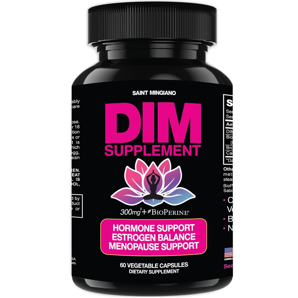 DIM-i lisa 300 mg - hormoonide tasakaal naistele, | östrogeeni lisand kuumade vilkumiste ja öiste higistega naistele | abivahendid menopausi sümptomite, östrogeeni ja östrogeeni korral. 60 kapslit