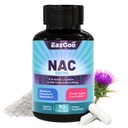 NAC täiendus, N-atsetüültsüsteiini kapslid 800mg, N-atsetüüli lisand piimaohakaga 200mg, antioksüdantide tugi, vegan, GMO-vaba, NAC 90 loend (1. pakend)