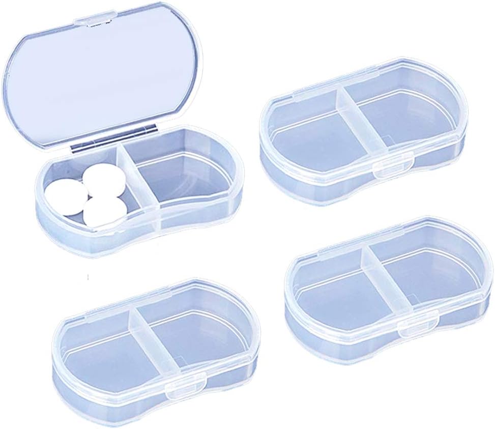 4PCS Pill Case Purse Small Pill Organizer Portable Travel Daily Pill Containers AM & PM Mini Pill Box Vitamiin, kalaõli, Toidulisandi hoidja
