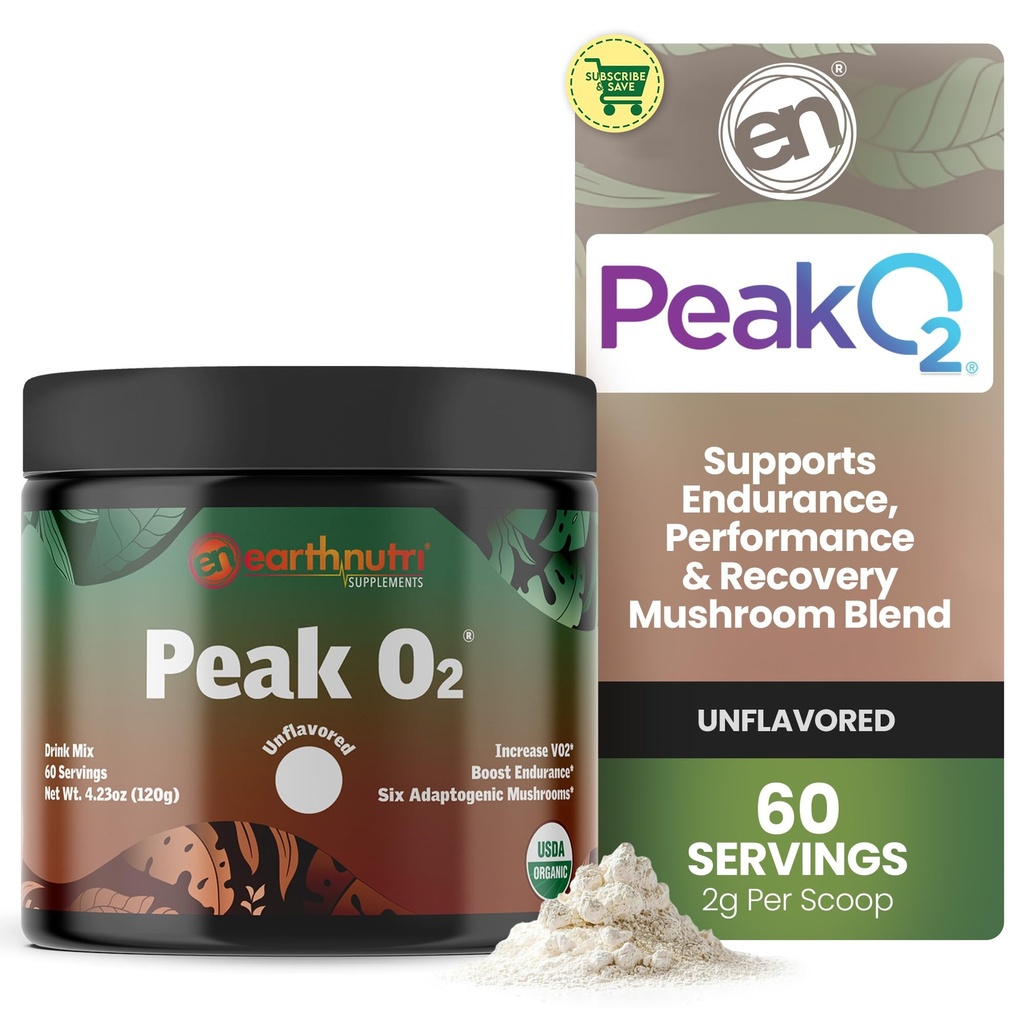 EarthNutri PeakO2 treening täiendada - Seenelisa Pre Treening Kestvus ja sportlikku sooritusvõimet - Ei lisaaineid, ei täiteaineid - toetab vastupidavust, tugevust ja taastumist - 60 Servings