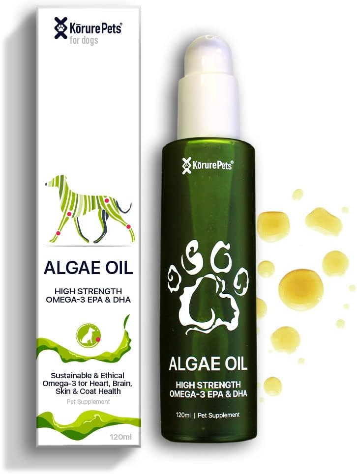Omega 3 koertele, koertele mõeldud naha- ja mantlilisandid, vetikaõli, alternatiivne kalaõli koertele, allergia ja koerte sügelemise leevendamine, koerte antikehade lisand, koerte kuiv naha ravi, Uus-Meremaalt 120 ml