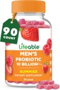 Elusad probiootikumid meestele | 10 miljardit CFU | Hea maitsega mehed probiootilised kummikud | Vegan probiootikumid soolestiku tervise ja immuunsuse toetamiseks | Probiootikumid Kummid meestele | 90 Gummies