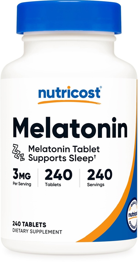 Nutrikost melatoniin 3mg, 240 tabletti - 3mg per Serving, mitte-GMO, gluteenivaba