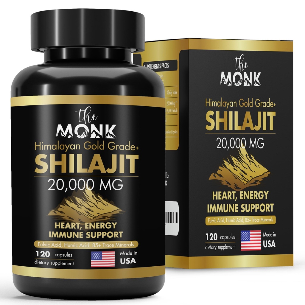Orgaaniline Shilajit koos Fulvic Acid, Humic Acid, 85+ Minerals - Gold Grade Plus - sama nagu vaik - energia, vastupidavus, aju tugi - 120 kapslit - valmistatud USA-s