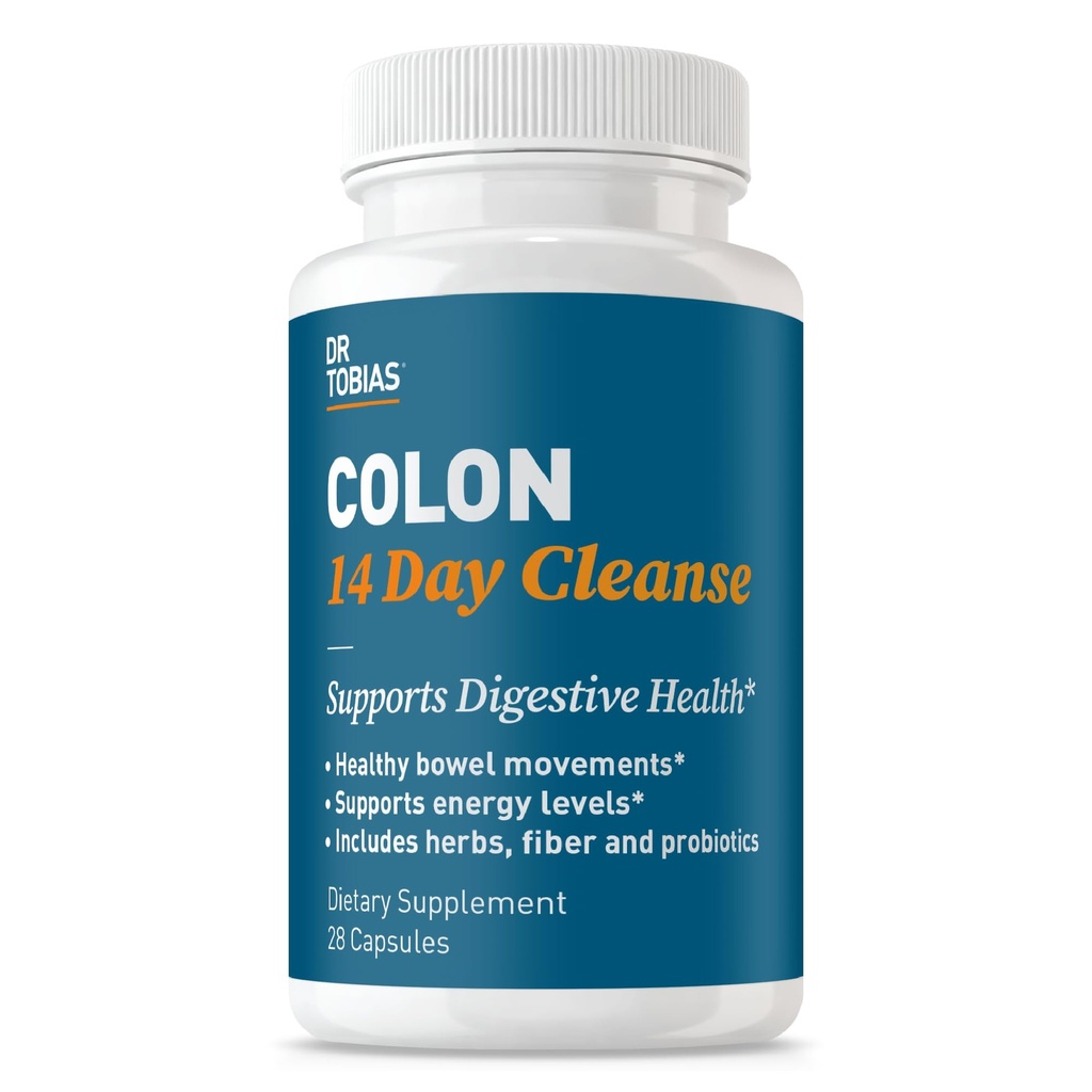 Dr Tobias Colon Cleanse - Kõhukinnisuse leevendamine ja soolestiku tervisetoetus naistele ja meestele | 14-päevane kolonnipuhastaja õrna Colon Detox & Gut Flush - 28 kapslit (1-2 päevas)