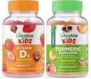 Elujõuline D-vitamiini lapsed + kurkumi lapsed, kummipael - suurepärane maitse, vitamiinilisand, gluteenivaba, GMO-vaba, närimiskumm