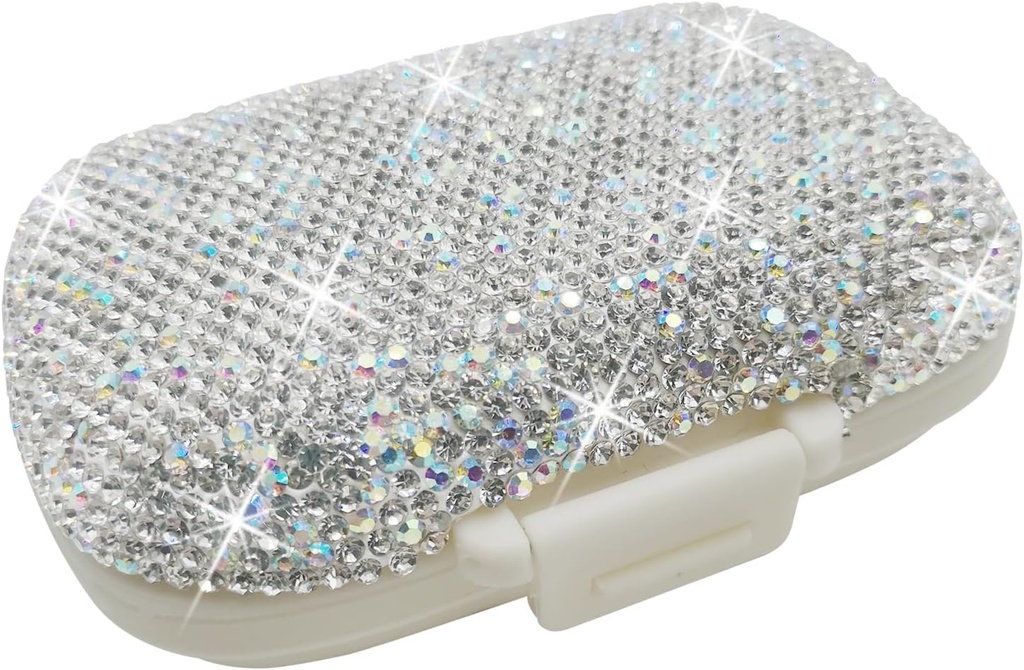 Bling Pill Case for Purse Medicine Vitamiinikonteiner Hoidja Tasku Pill Juhtum Ümarmeditsiin Korraldaja Vitamiinide / Kalaõlide / Toidulisandi Reisimeditsiini Kit (8 Kompartment Silver)