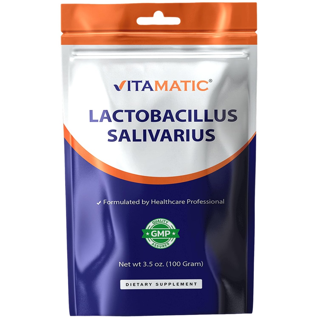 Vitamatic Lactobacillus Salivarius Probiootiline pulber - Seedetrakti tugi - 100 Gram (3,5 OZ) - 100 Servings