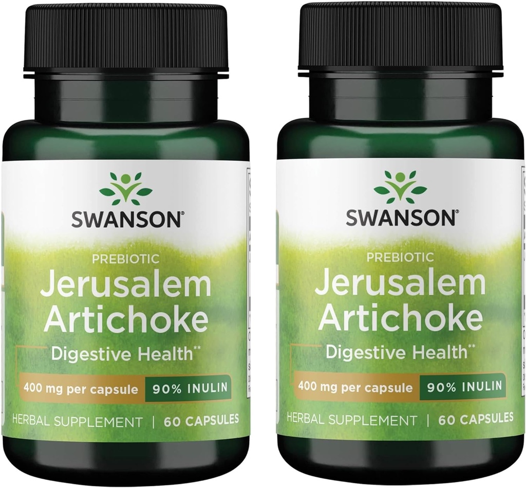 Swanson Prebiootiline Jeruusalemma artišokk - 90% inuliin 400 mg 60 kapslit (2 pakendit)