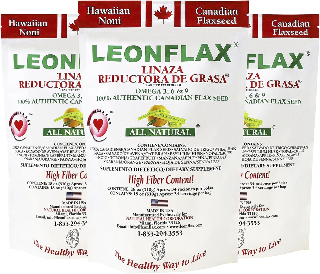 Leonflax, 100% autentne Kanada linaseeme, loomulik, kõrge kiudainesisaldus, toidulisand seedetrakti tervise parandamiseks, 18 Oz, kott, loodustervise korporatsioon (3. pakk)