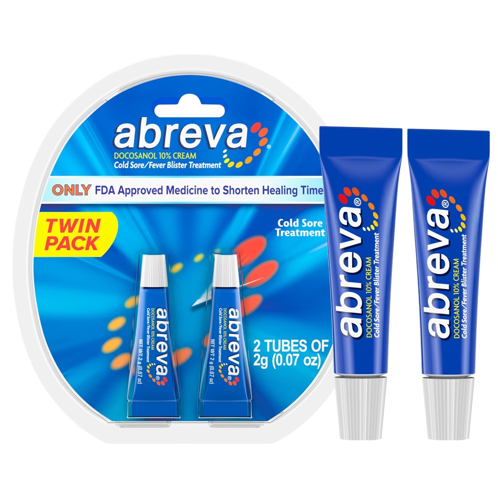 Abreva 10 protsenti dokosanooli külmavalu ravi, ravib teie palaviku blistrit 2,5 päevaga - 0,07 oz Tube x 2