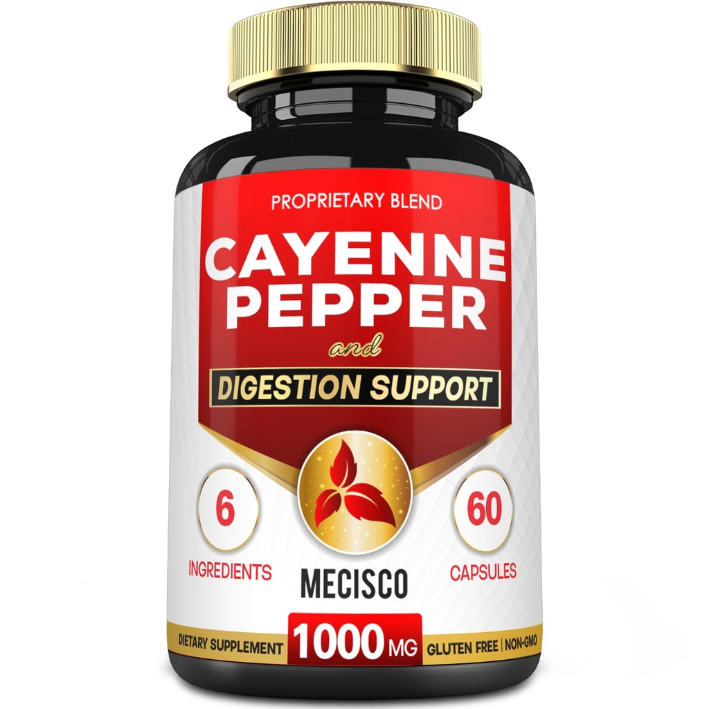 6in1 Cayenne piparkapslid ingveri juure, peedi juure ja musta pipariga ja rohkem - 60 kapslit - Cayenne toidulisand toetab seedesüsteemi, immuunsust