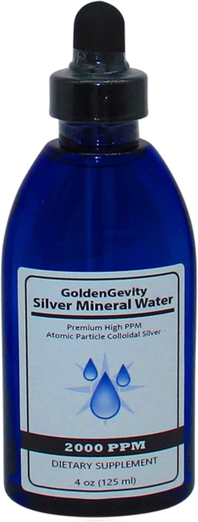 GoldenGevity 2000 PPM Colloidal Silver - 200x More Potent | Bioactive Atomic Size Osakesed Silver Trace Minerals | Dietary Supplement | 4 oz Pudel