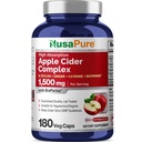 NusaPure Õunasiidri äädikakompleks 1500 mg 180 Veg Caps Sobib taimetoitlastele ja veganitele, mitte-GMO