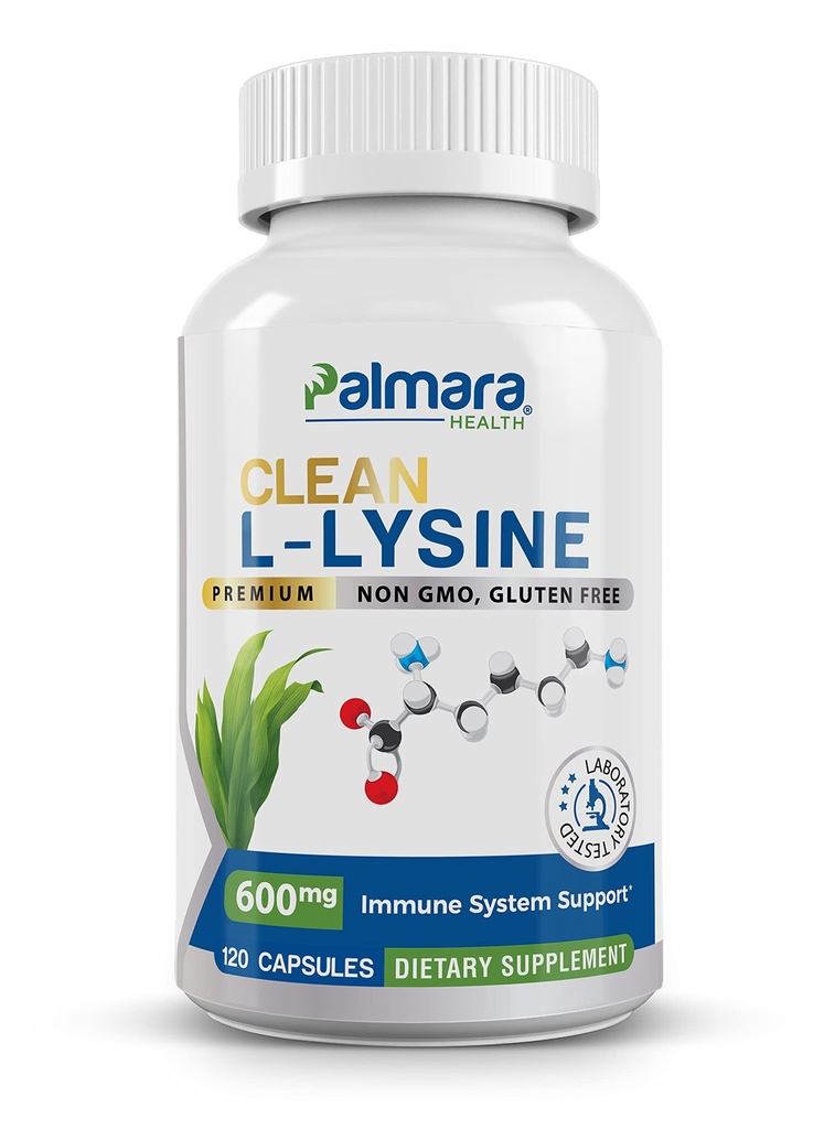 Palmara Health Clean L-Lysine 600mg, 120 kapslit | Vegan, mitte-GMO, & Gluteenivaba