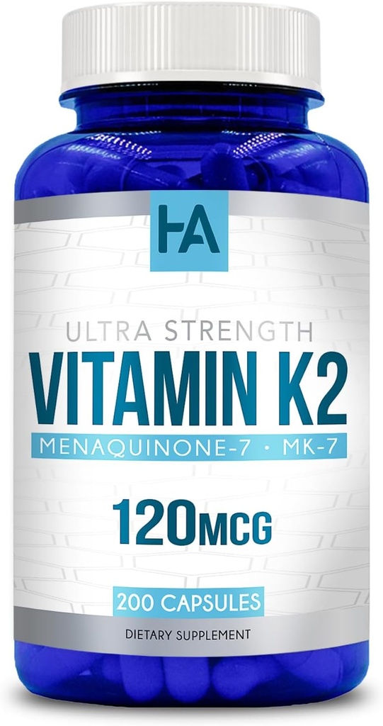 Vitamiin K2 MK7 täiendus | Kõrge imendumisega K2 vitamiinilisand aktiivse MK7 menakinoonivormiga liigese südame ja immuunsuse toetamiseks | Vegan Mitte-GMO sojavaba valmistatud cGMP laborites (200 Veggie kapslit)