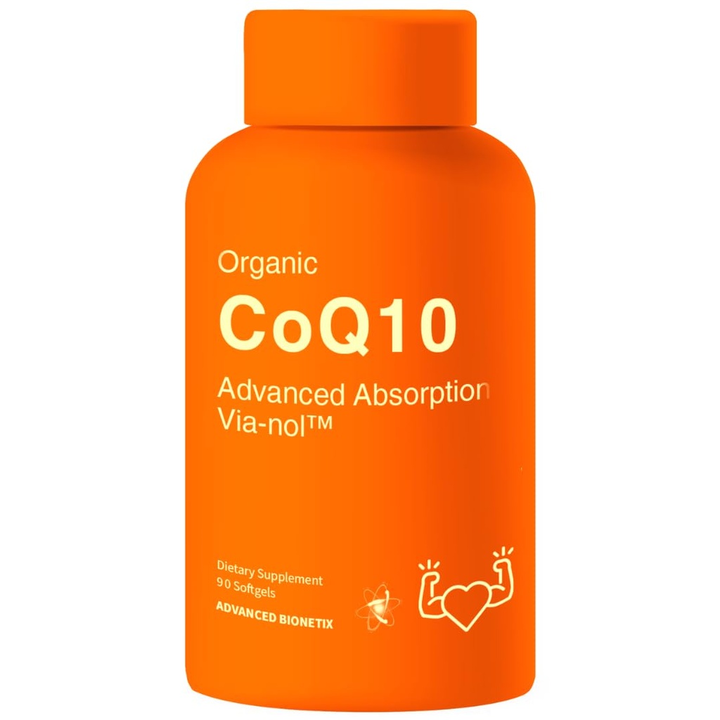 Advanced Bionetix Advanced Absorption 200mg CoQ10 w/Black Pepper Extract. 90 Softgels. Antioksüdandi täiendus, südame ja veresoonte tervis, aju tervis, orgaaniline, gluteenivaba, energia tootmine