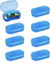 8PCS Pill Case Korraldaja Tasku Väike pillide hoidja, Daily AM & PM konteinerid, Ravimi hoidja, Ideaalne ravim, Vitamiin, täiendus, ideaalne reisimiseks, ideaalne rahakott (sinine)