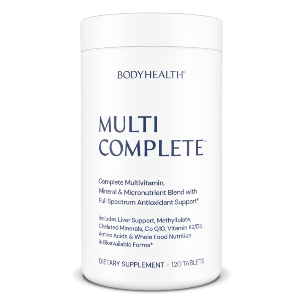 BodyHealth Multi Complete (120 Ct) igapäevane multivitamiin meestele ja naistele, kellel on kogu toit, mineraalid, antioksüdandid, orgaanilised rohelised toidukontsentraadid ja maksa detox ekstraktid, vegan ja mitte GMO