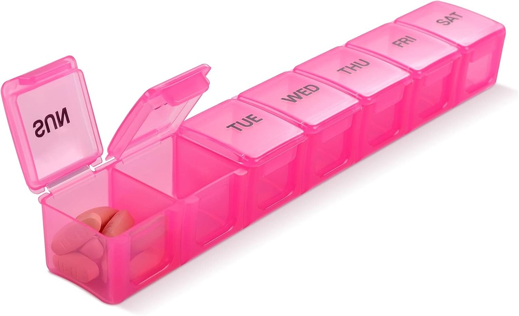 Roosa XL ekstra suur iganädalane ja igapäevane pillide korraldaja pillide / vitamiinide / kalaõli / toidulisandite jaoks (Pink)