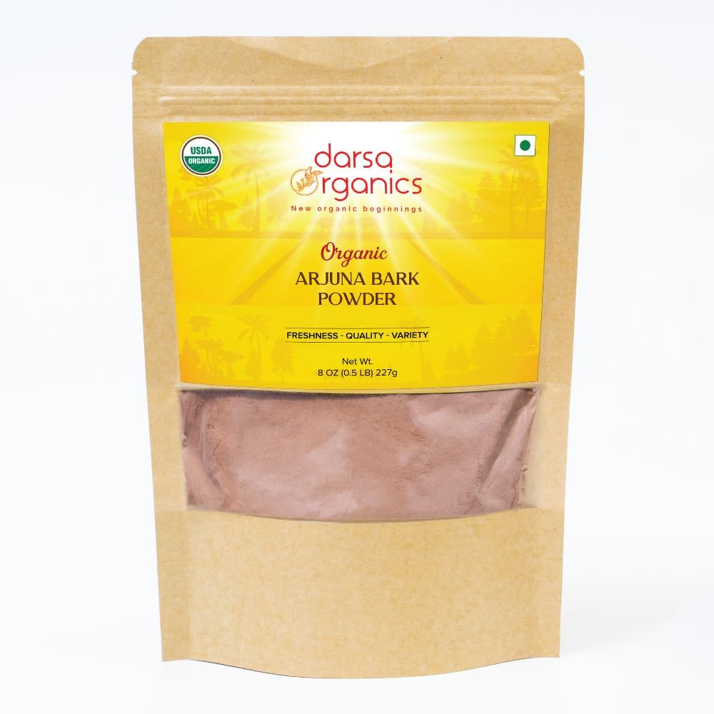 Arjuna Pulber, 8 oz - USDA orgaaniline Terminalia Arjuna südame-veresoonkonna toetamiseks, südame tervise ja vererõhu säilitamiseks, Arjuna koore pulber, GMO-vaba, Kosher