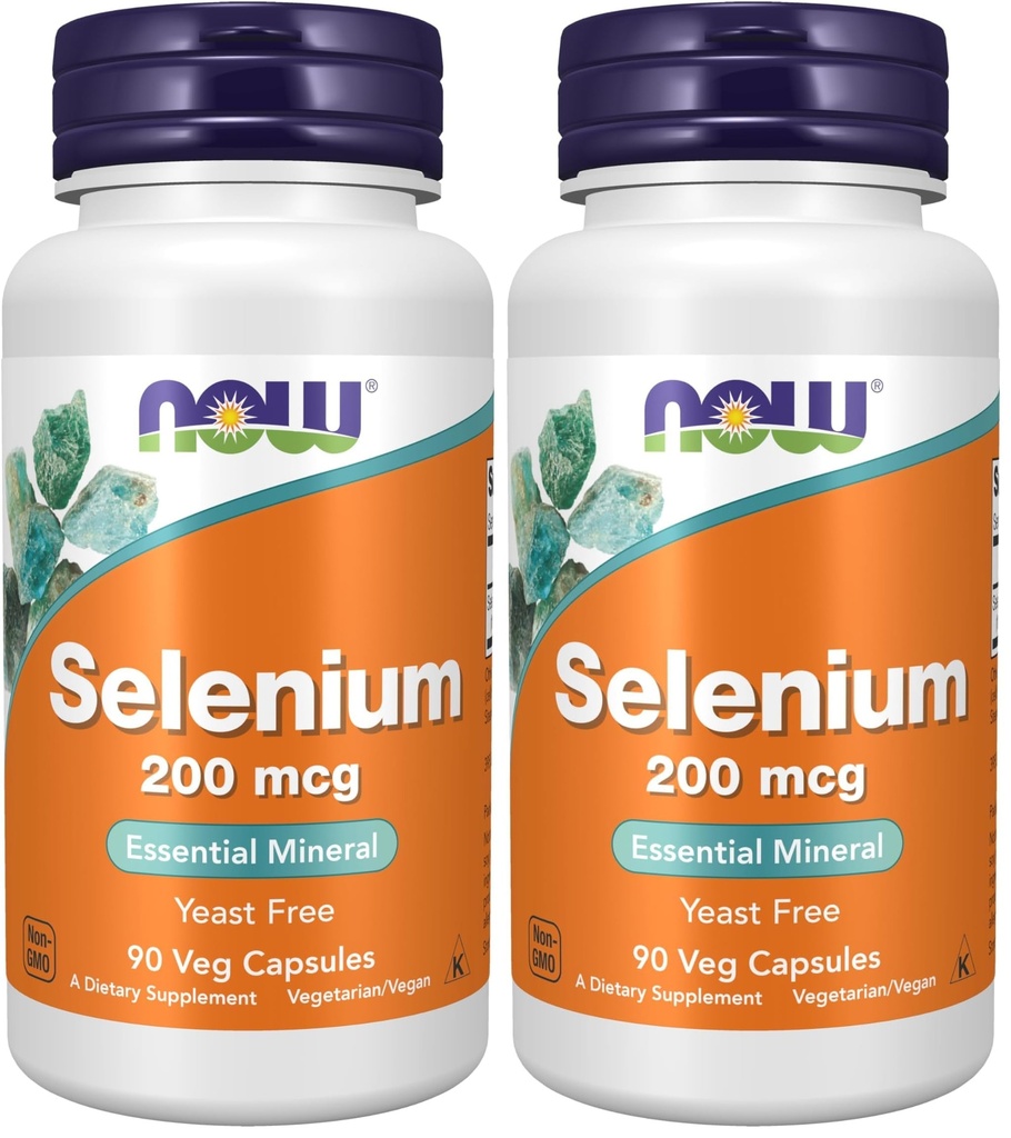NOW Supplements, Selenium (L-Selenometionine) 200 mcg, Essential Mineral *, 90 Veg kapslid (Pakk 2)