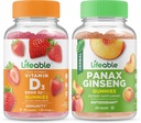 Elujõuline D-vitamiin 5000 IU + Panax ženšenn, Gummies Bundle - suurepärane maitse, vitamiinilisand, Gluteenivaba, GMO-vaba, närimiskumm