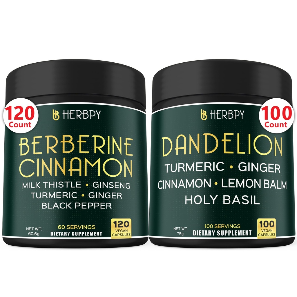 Bundle 7in1 Berberine HCl & 6in1 Dandelion Supplement - toetada immuunsüsteemi, seedimist ja südame tervist
