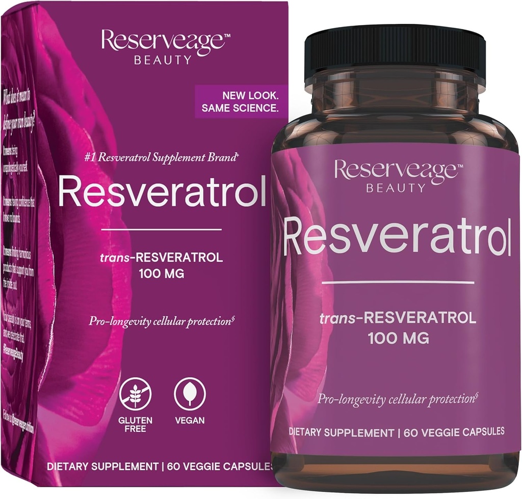 Reserveage Beauty, Resveratrol 100 mg, antioksüdant täiendada südame ja raku tervise, toetab tervisliku vananemise ja immuunsüsteemi, Paleo, Keto, 60 kapslit (60 serveerimist)