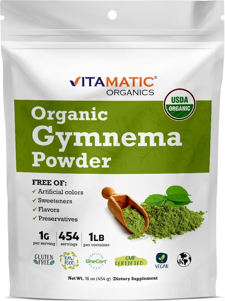 Vitamatic Certified USDA Orgaaniline Gymnema Leaf Pulber - 1 Nael (16 Ounces) - Looduslik Taimne Toetus Üldise Tervise