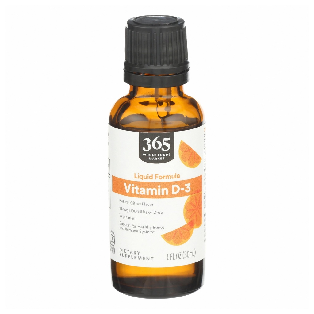 365 by Whole Food Market, Vitamiin D-3 Vedel tsitrusviljad Flavor 1000IU, 1 OZ
