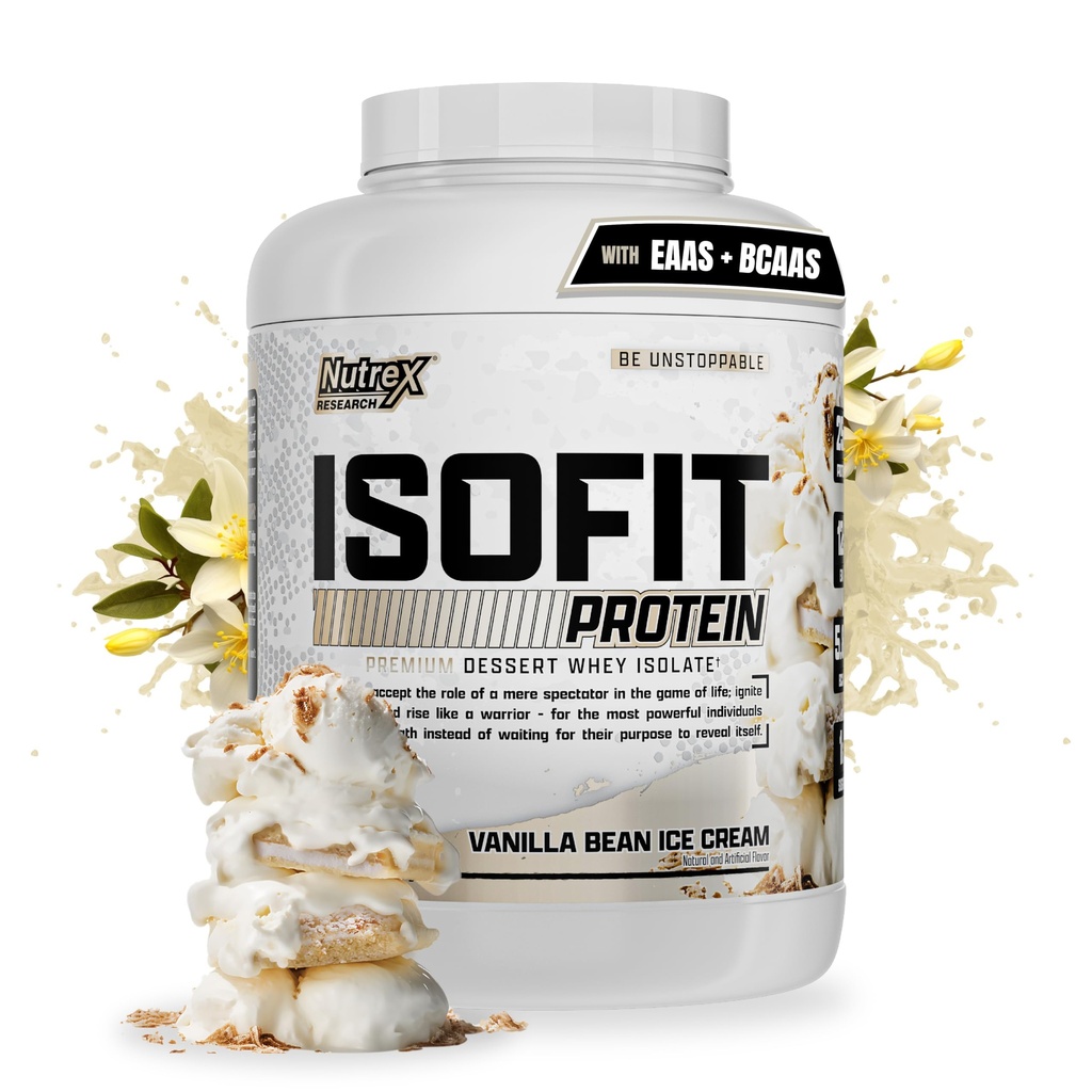 Nutrex Research IsoFit Whey Protein Pulber Instantized 100% vadakuvalgu isolaat (70 Servings, Vanilla Bean Ice Cream)