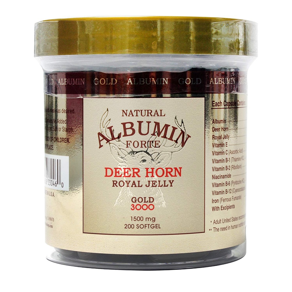 Looduslik Albumin Forte Deer Horn Royal Jelly - 1500mg / 200 Softgel