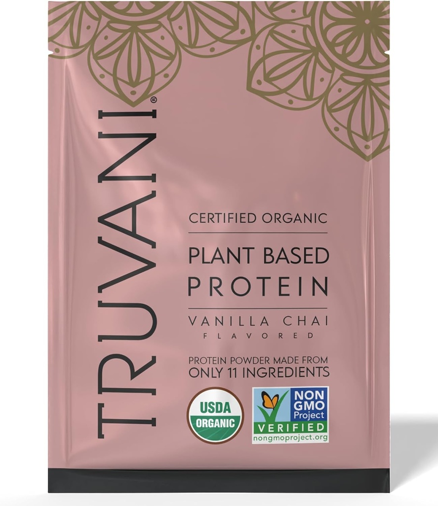 Truvani Vegan Peavalgupulber | Vanilla Chai | 20g Orgaaniline Taimne Valk | 1 Serving | Keto | Gluteeni & Piimavaba | Madala carb | Lisatud suhkur