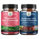 Bundle of Extra Strength Saw Palmetto for Women and Balancing Berberine Plus 1200mg Complex - DHT Blocker Thickening Hair Vitamiinid juuste väljalangemine - Antioksüdant Berberine koos Ceylon Cinnamon Kapslid
