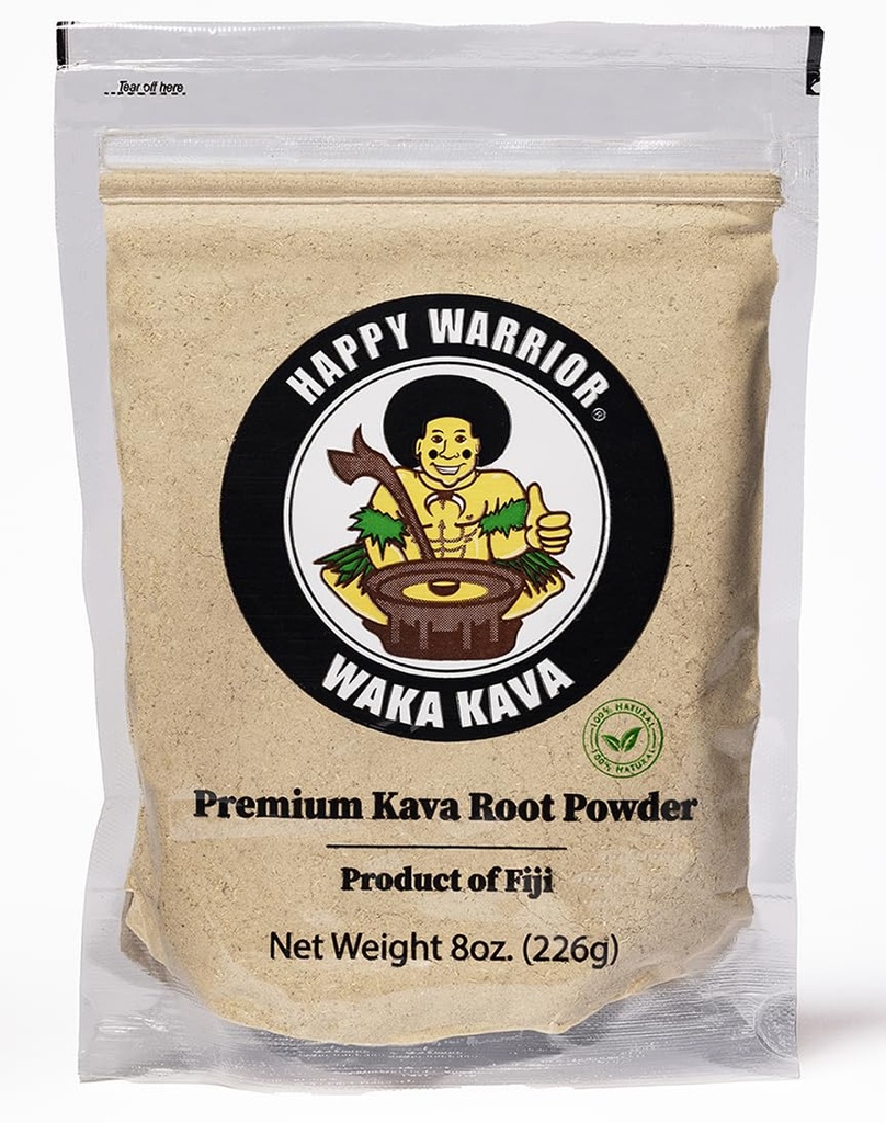 Happy Warrior Kava Powder - Premium Noble Waka Kava Fidžilt - 8 oz