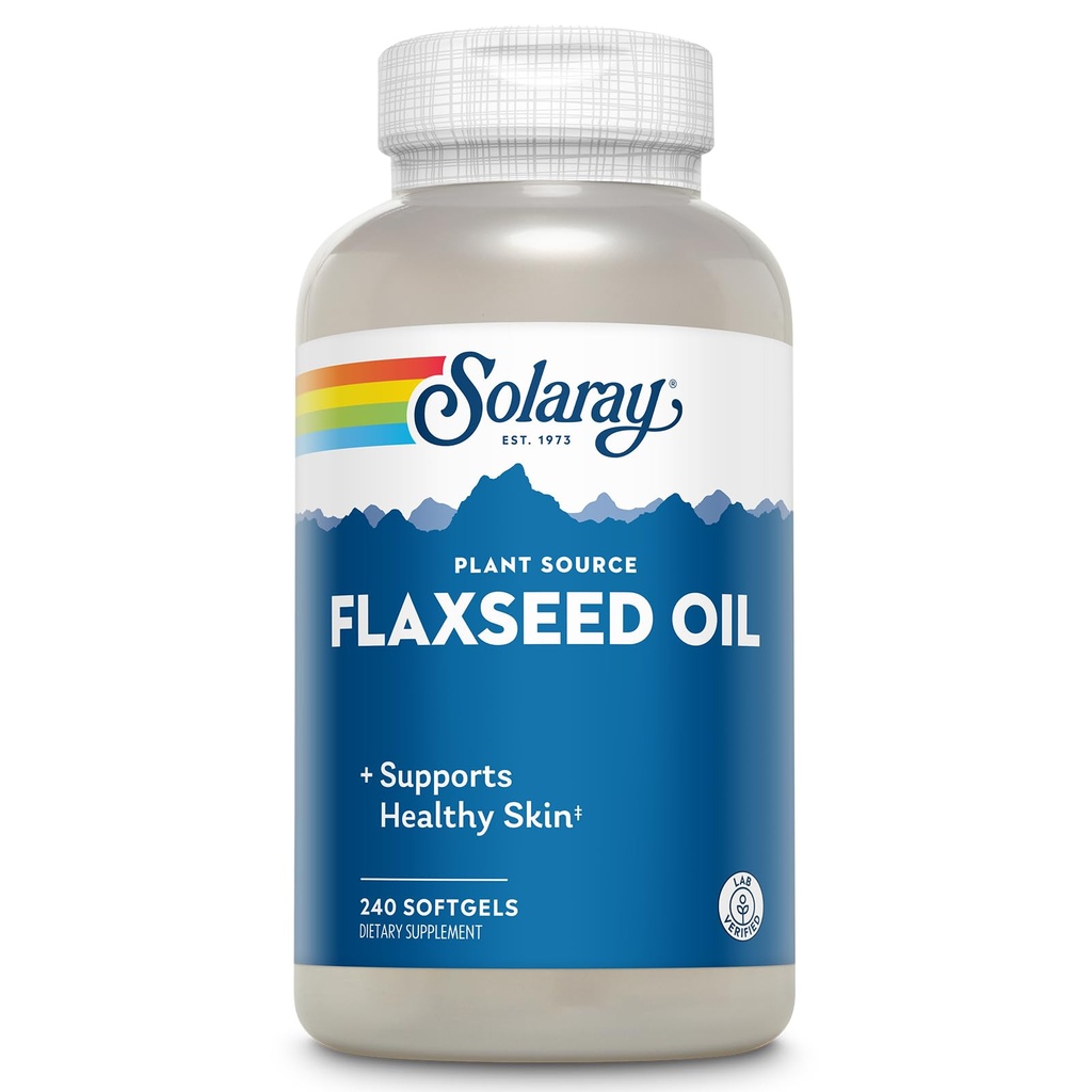 SOLARAY linaseemneõli 3000 mg koos Omega 3 6 9, linaseemne softgels naha tervise, Triple Omega Supplement, Non-GMO, Gluteenivaba, Lab verifitseeritud - 60-päevane garantii - 80 Servings, 240 Softgels