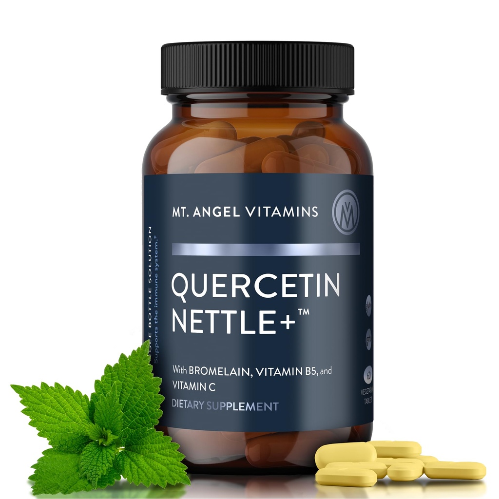 Mt. Angel Vitamiinid Quercetin Nettle + - toetab allergiat Wellness & Sinus Health, millel on Quercetin koos Bromelainiga, valmistatud hooajaliseks heaoluks, cGMP sertifitseeritud, valmistatud USAs, 60 tabletti