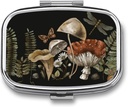 Metal 2 Compartment Pill Korraldaja Reisi sõbralik kaasaskantav kompaktne Pill Box Cute Pill Case hoida vitamiine, kalaõli, toidulisandeid, Meds, Tahvelarvuti rahakott, Pocket. (Taim)