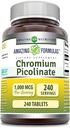 Hämmastav valem Kroom Pikolinaat 1000 Mcg | Tablettide täiendus | Mitte-GMO | Gluteenivaba | Valmistatud USAs (1 Pack | 240 Count)