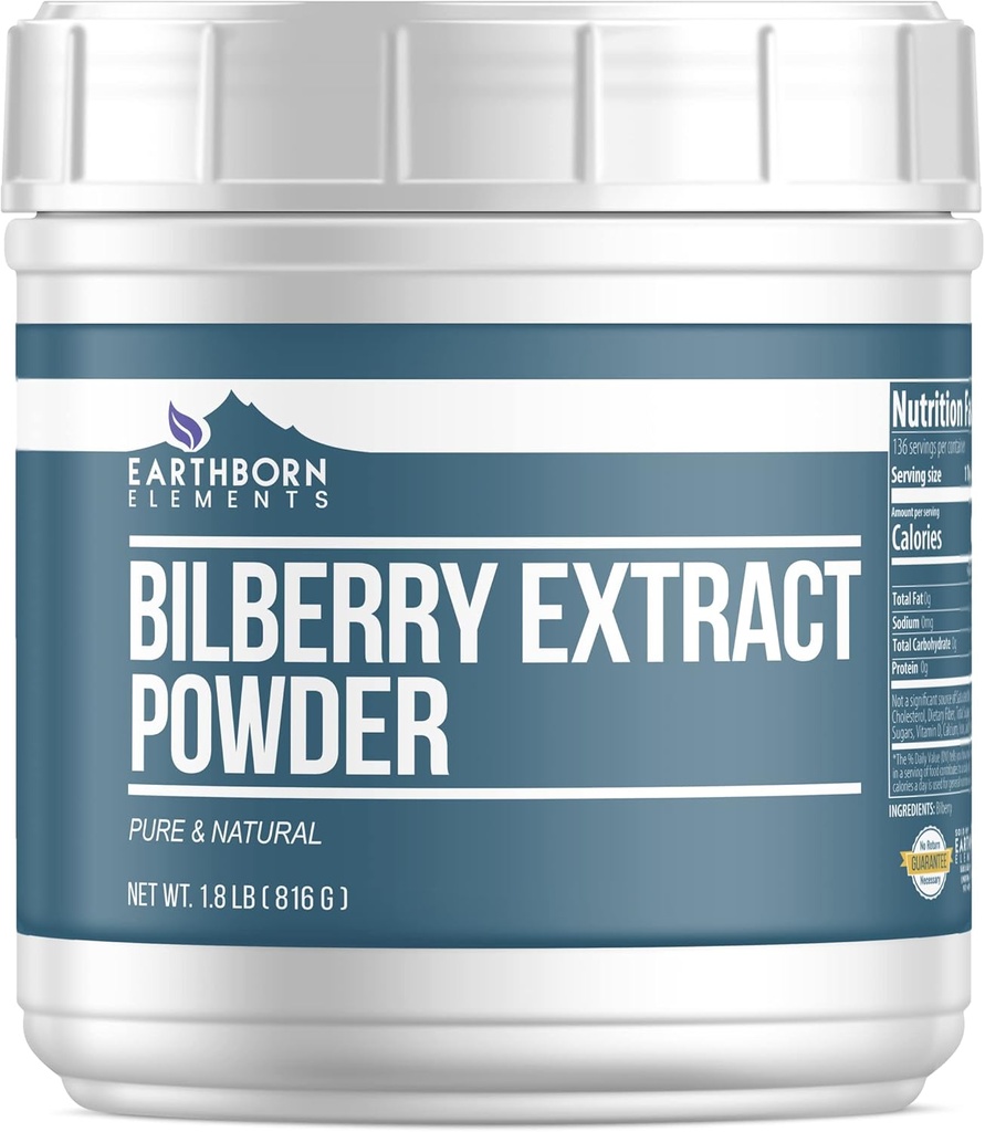 Maapealsed elemendid Bilberry Extract Pulber 1, 8 lb, Pure & Natural, Smoothies & Shakes