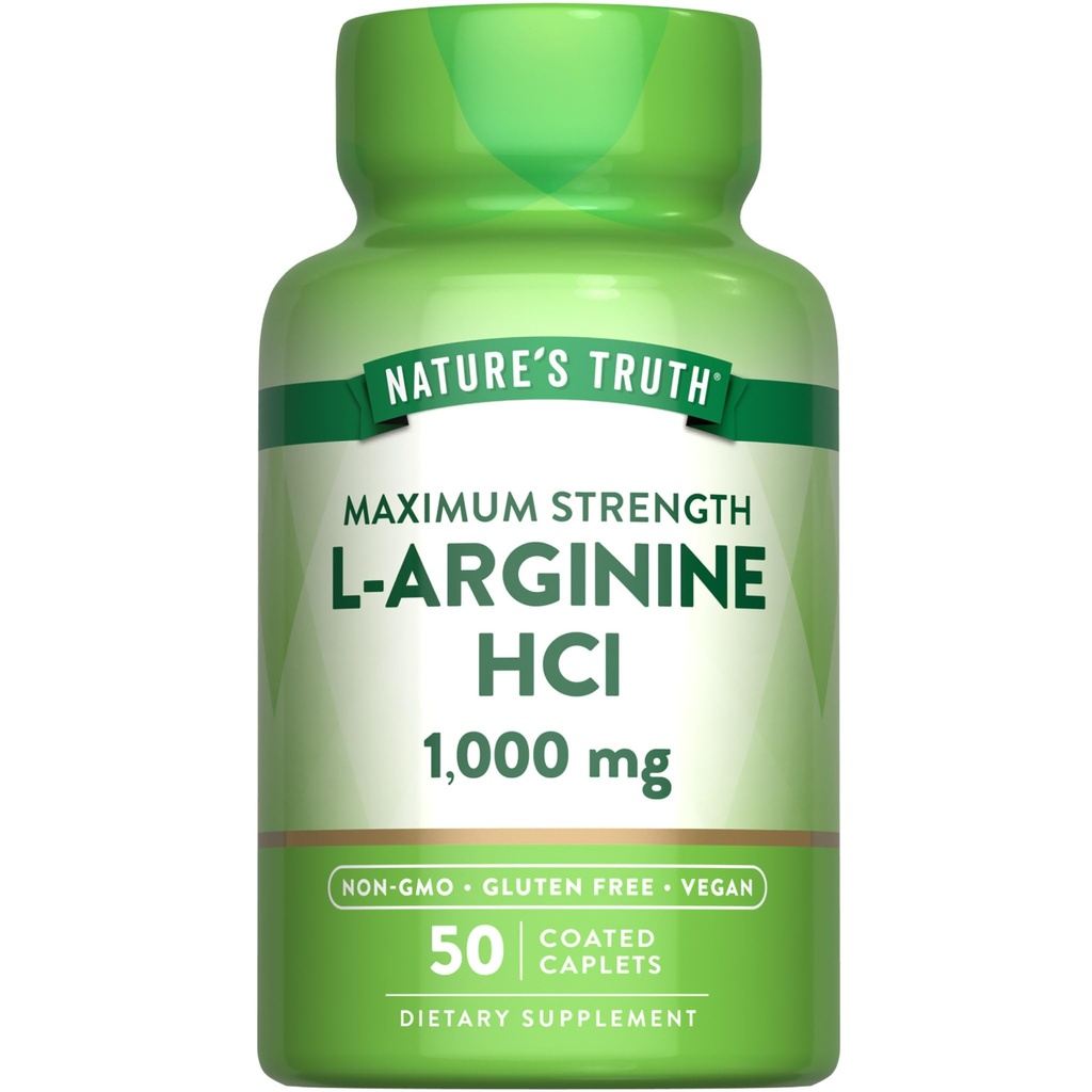 Nature's Truth L-Arginine HCL 1000mg | 50 Caplets | Essential Amino Acid Supplement | Vegan, Non-GMO & Gluteenivaba täiendus